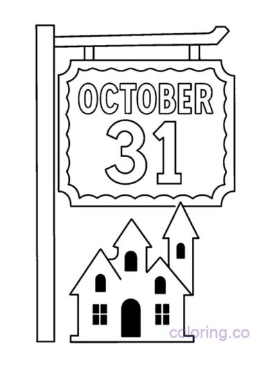 Halloween Haunted House Coloring Page